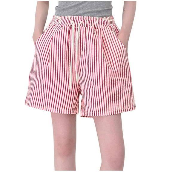 ktowifly Womens Striped Shorts Pajama Pants Casual Elastic Drawstring Waist Soft Comfy Sleepwear with Pockets