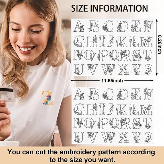 kttectoa 50 Pack Hand Sewing Washable Water-Soluble Stabilizer Tear-Off Machine Embroidery Flower Pattern Patch for DIY Lovers A4 Size Christmas Gifts Home