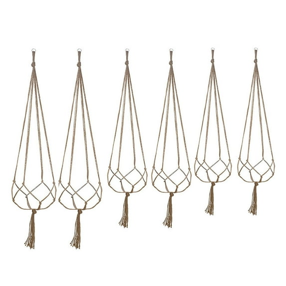 kttectoa 6pcs Macrame Rope Hanger Flower Pot Ceiling Hook Indoor Outdoor Cotton Handmade Boho Garden Decor Support 35-48in Christmas Gifts Home