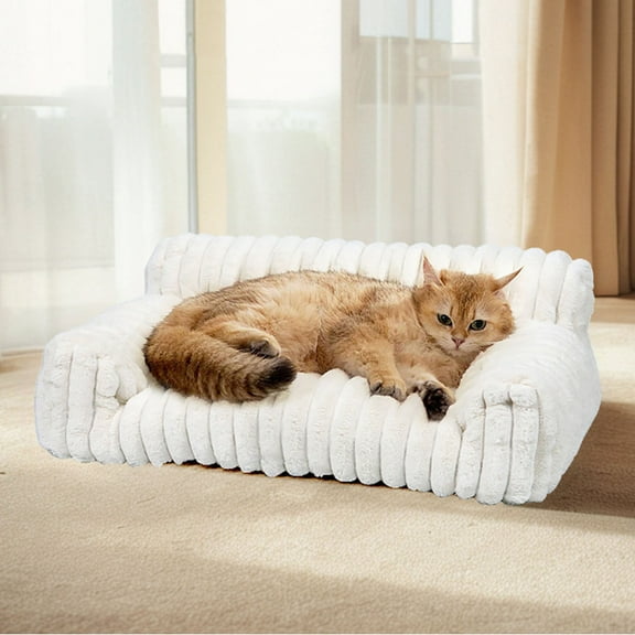 kttectoa Cute Pet Couch Sofa Corduroy Fleece Three-Sided Support High Backrest Indoor Non-Slip Removable Washable Christmas Gifts Home