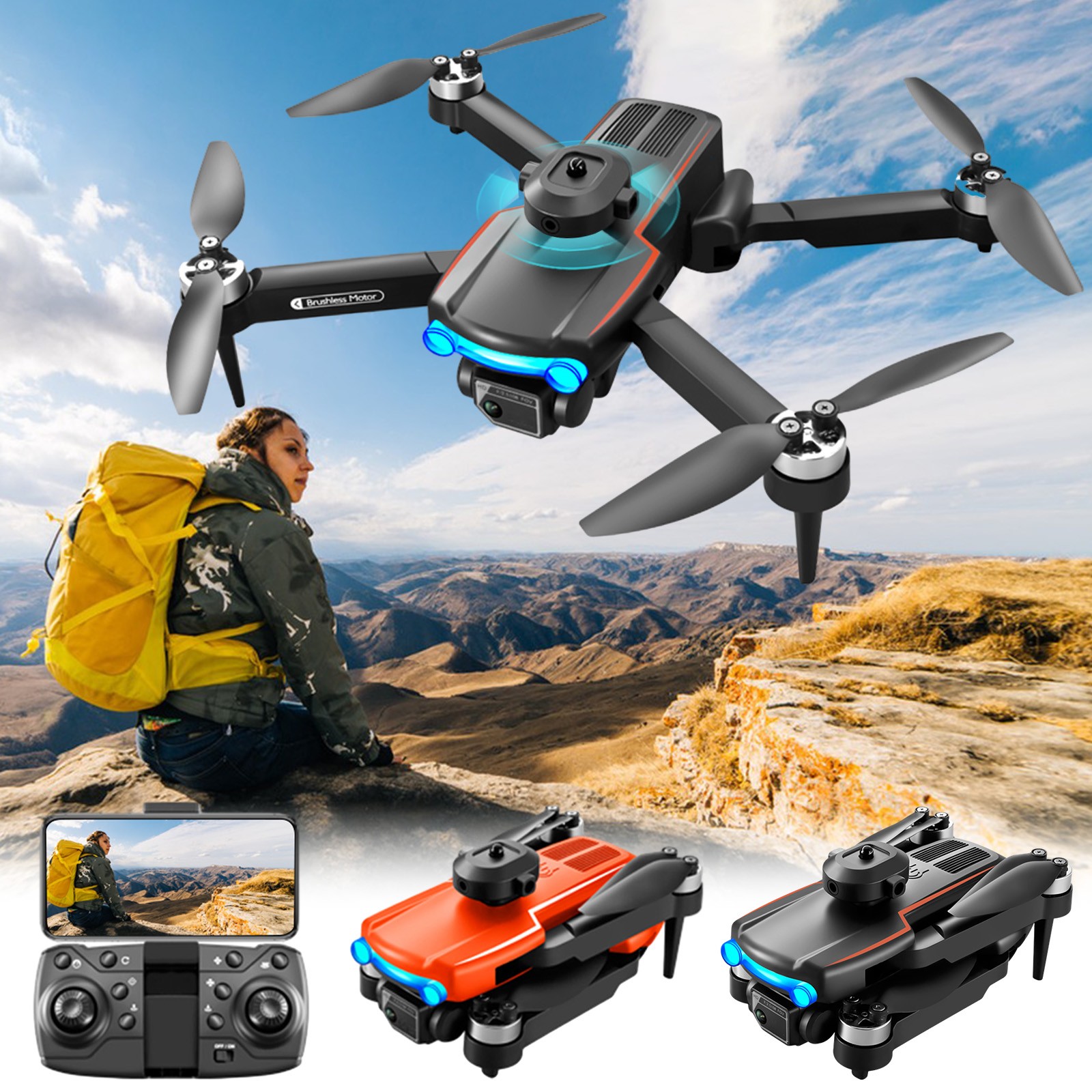 kttectoa Drones Gifts Brushless Motor Drone with 1080P Camera 2.4G WIFI ...