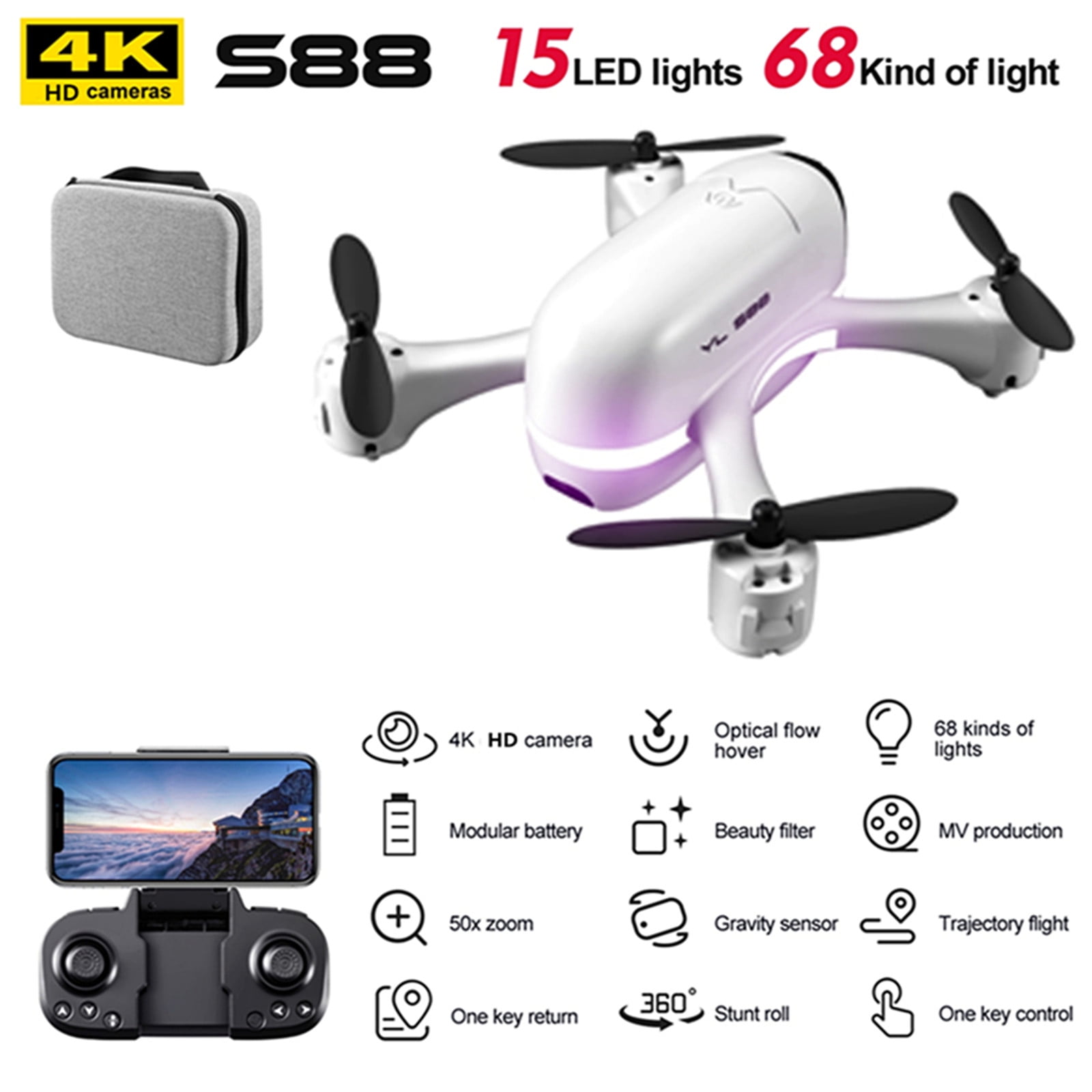 kttectoa Drones Gifts Drone with 4K HD FPV Camera Remote Control Toys ...