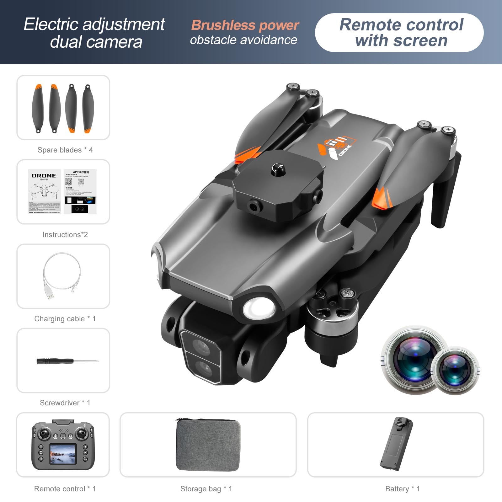 Modulation Gift kttectoa Drones Gifts Screen Control Brushless UAV Four Side Obstacle ...