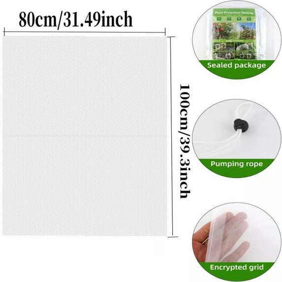 kttectoa Garden Insect Net Cover Drawstring Mesh PE Protection For Plant Flower Vegetable Patio Tree 1 Pack Christmas Gifts Home