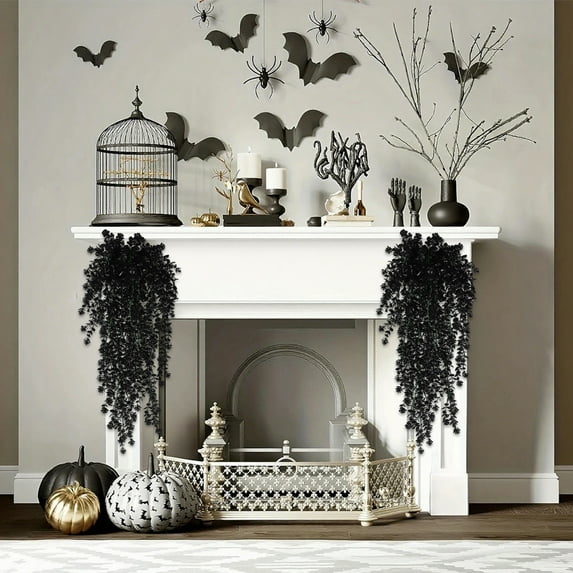 kttectoa Halloween Decoration Artificial Leaf Rattan Hanging Indoor Home Halloween Christmas Party Fireplace Decoration Home Decor