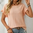 thumbnail image 1 of kttectoa Hollow Out Loose Casual Tunic Tops Womens Shirts Graphic Blouse Tops Crewneck Ruffle Sleeve T Shirts for Women Loose Flowy Go to School, 1 of 8