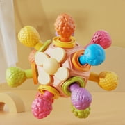 kttectoa Kids Toys Multisensory Textured Grasp Sphere Busy Ball 4.3x2.7in Plastic Tactile Rattle 360° Rotation Oral Exploration Visual Auditory Stimulation Sensory Toy Baby Christmas Gifts