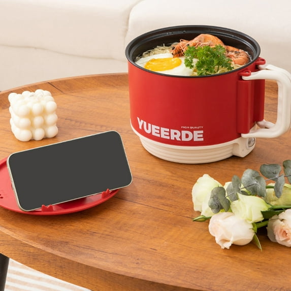 kttectoa Mini Rice Cooker Hot Pot Portable Ramen Pot for Steaming Stir-Frying Porridge Soup Red White 5.90x5.90x5.31in 1.2L Compact Easy Clean Non-Stick for Travel Dorm Christmas Gifts Home
