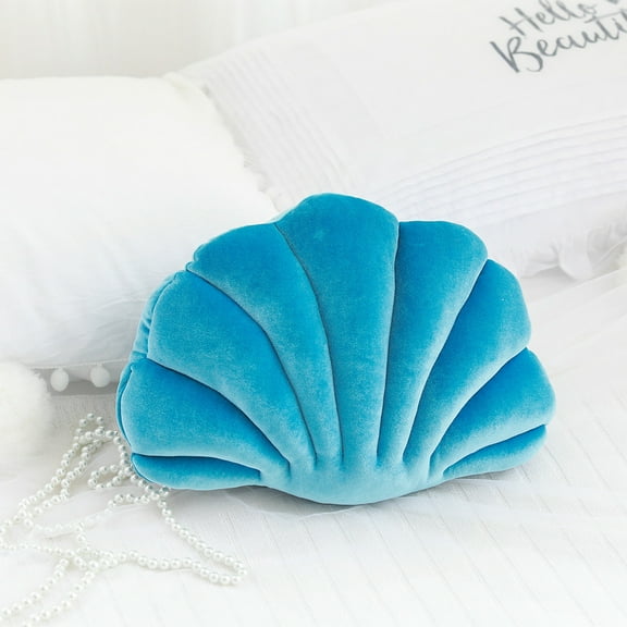 kttectoa Seashell Decorative Pillow Velvet Soft Shaped Beach Pillow Polyester White Blue Pink 13.38x9.84in Cute Plush for Couch Bed Sofa Kids Room Machine Washable Christmas Gifts Home