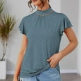 thumbnail image 1 of kttectoa Soft Stretch Casual Loose Fit Blouses Blouses for Women Solid Tunic Tops Ruffle Sleeve Mock Neck Tee Tops for Womens Weekly Travel, 1 of 4