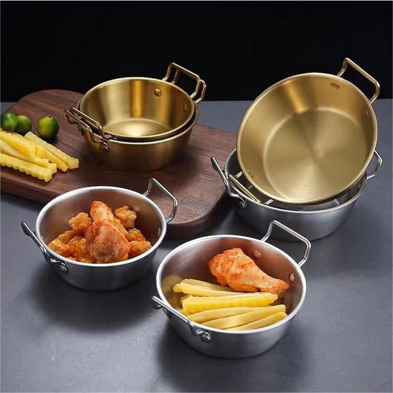 kttectoa Stainless Steel Double Ear Bowl Snack Vegetable Hot Pot Dish Matte Brushed Texture Stackable Durable for Home Restaurant Christmas