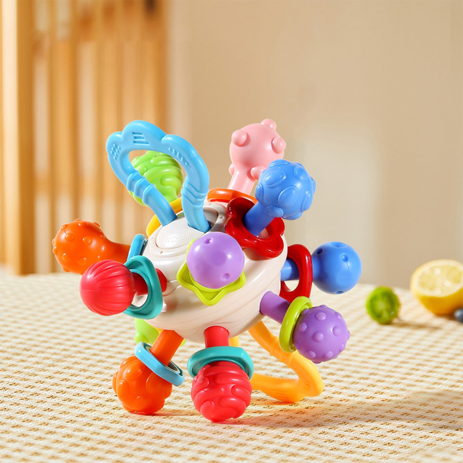 kttectoa Toddler Boy Toys Multisensory Textured Grasp Sphere Busy Ball 5.3x4.1in Plastic Tactile Rattle 360 Rotation Oral Exploration Visual Auditory Sensory Toy Baby Christmas Gifts