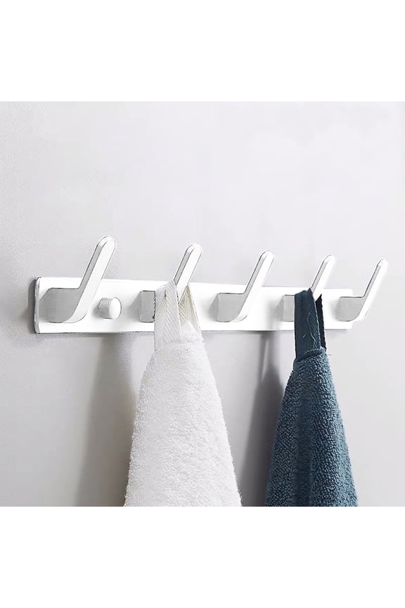 Wall Mounted Coat Rack 5 Hooks Heavy Duty Aluminum Alloy 17.32x1.18x1.57in 18.31x2.56x2.17in for Entryway Bathroom Mudroom Towel Hat Purse Robe Gifts Home