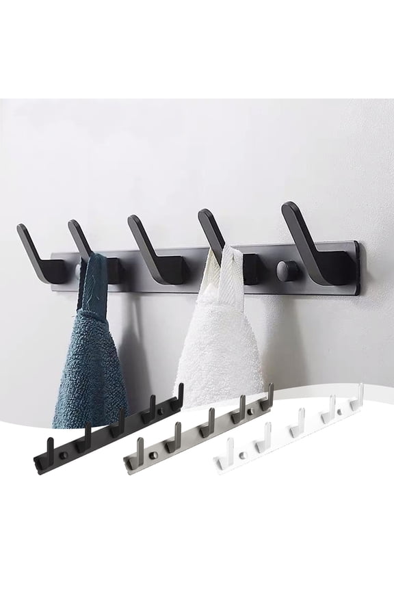 Wall Mounted Coat Rack 5 Hooks Heavy Duty Aluminum Alloy 17.32x1.18x1.57in 18.31x2.56x2.17in for Entryway Bathroom Mudroom Towel Hat Purse Robe Gifts Home