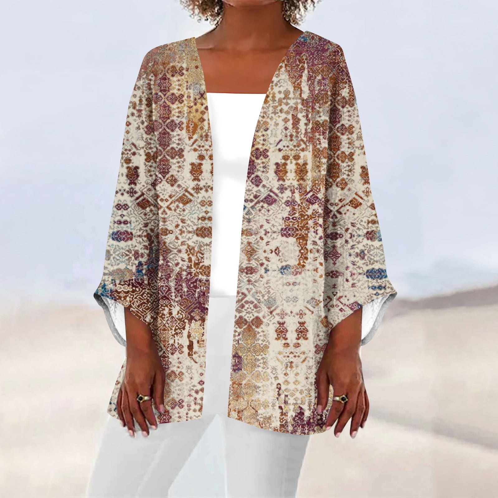 ktyne Womens Cardigan 3/4 Sleeve Cardigan Sweaters Open Front Drape