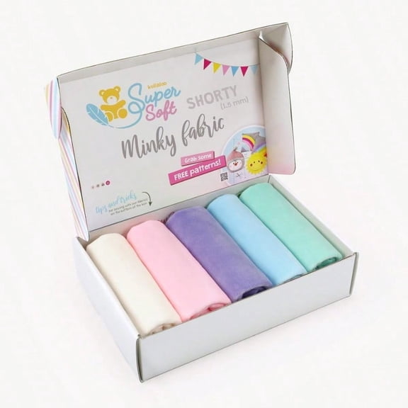 kullaloo Plush Fabric Precut Fabric Bundle: 5 Pieces Solid Minky Fabric for Sewing 19.5x29.5 Each for Plushies Blankets Pillows Dog Beds Apparel Pastel Colors Minky Fabric Pack
