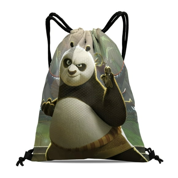 kung fu panda Drawstring backpack Gift, sports and fitness bag 16"x18"