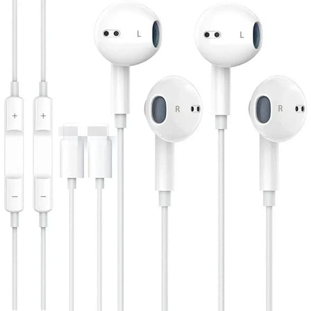 2 Packs for iPhone Headphones Wired Earbuds Earphones Nosie Reduction Built-in Microphone & Volume Control Headsets Compatible with iPhone 14/13/12/11/XR/XS/X/8/7/SE/Pro/Pro Max