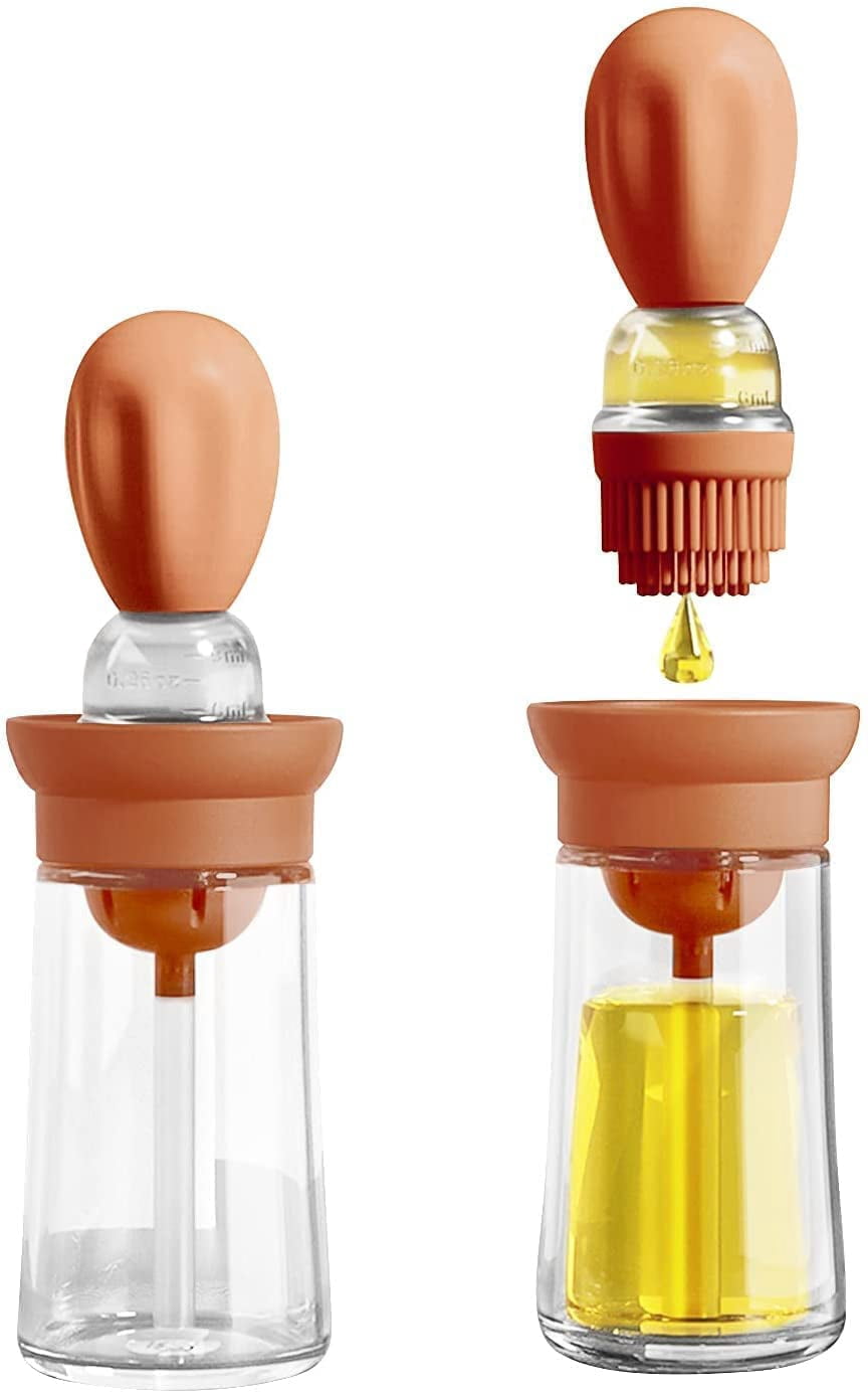 kunya Glass Olive Oil Bottle and Brush 2 in 1 Silicone Dropper ...