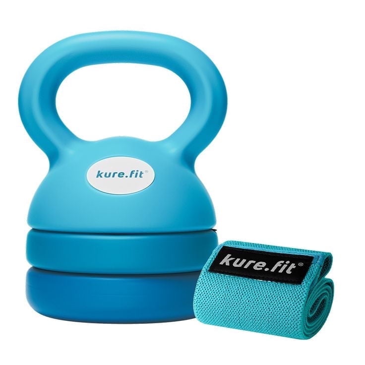 kure.fit Adjustable Kettlebell | 5 lb - 12 lb | Kettlebell Weights Set for Home Gym | Full-Body Workouts, Strength Training, Weight Loss | Fabric Booty Band | Beginners & Women