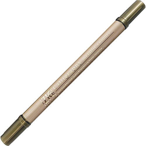 kuretake zig memory system twin marker, writer metallic colors, gold (ms-8400-101)
