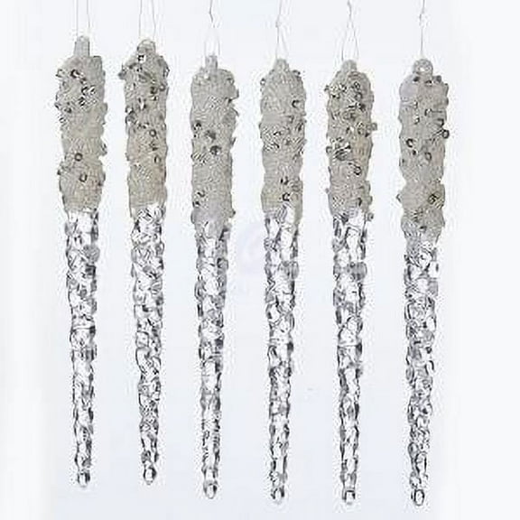 kurt adler 6" plastic icicles w/glitter 6pc