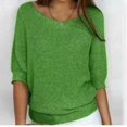 thumbnail image 1 of kurtrussel Women's Ribbed Knit Textured Drop Shoulder Tops Spring Pullover Sweaters 3/4 Sleeve Solid Knitted Crew Neck Fall Sweater Tops, 1 of 1
