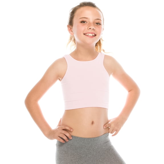 Kurve Premium Girls Seamless Supersoft Sleeveless Crop Tank Top - Stretchy Bra, UV UPF 50+ (Made in USA)