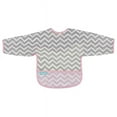 thumbnail image 1 of kushies Cleanbib Size 24-48M Chevron Bib with Sleeves in Pink, 1 of 2