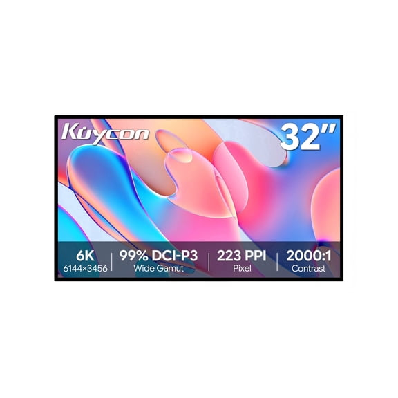 kuycon G32P Monitor 32 Inch 6K UHD IPS Aluminum Alloy Frame Anti-Glare Type-C High Color Accuracy For Mac Designer Creative Work Office