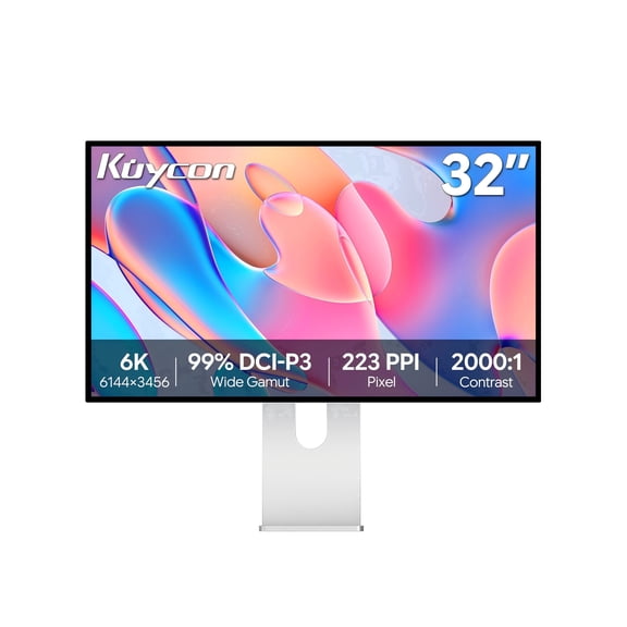 Kuycon G32P 6K UHD Monitor 32 Inch IPS Aluminum Alloy Frame for Mac Designers, Video Editors and Creative Professionals