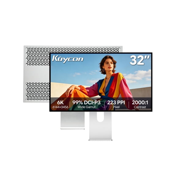 Kuycon G32P 6K UHD Monitor 32 Inch IPS Aluminum Alloy Frame for Mac Designers, Video Editors and Creative Professionals