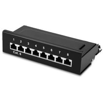 kwmobile 8 Port Patch Panel - RJ45 Cat6 Shielded Network Splitter Panel with Ground Wire - Includes Screws and Dowels for Wall Mount Installation