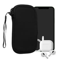 kwmobile Neoprene Phone Pouch Size S - 4.5" - Universal Cell Sleeve Mobile Bag with Zipper, Wrist Strap - Black