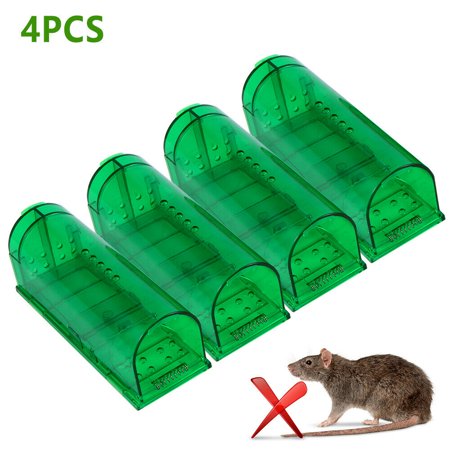 KingFurt Humane Mouse Traps 4 Pcs Live Catch and Release Mousetrap NEW(Green)