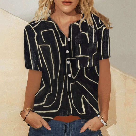 kytmyeq Floral Tops For Women, Women's Button Down Fashion Casual Short Sleeve Shirts Blouse