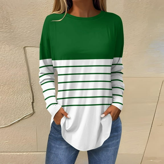 Topvent Tee Shirts For Women Fall Casual Long Sleeve Shirts Sweatshirt Retro Printing Top Pullover