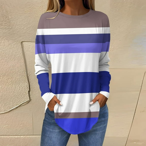 Topvent Tee Shirts For Women Fall Casual Long Sleeve Shirts Sweatshirt Retro Printing Top Pullover