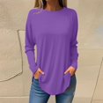 thumbnail image 1 of kytmyeq Tee Shirts For Women Fall Casual Long Sleeve Shirts Sweatshirt Solid Color Top Pullover, 1 of 5