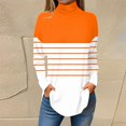 thumbnail image 1 of Topvent Tee Shirts For Women Fall Casual Long Sleeve Shirts Sweatshirt Stripe Printed High Neck Top Pullover, 1 of 5