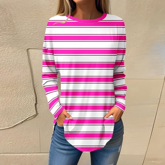 Topvent Tee Shirts For Women Fall Casual Long Sleeve Shirts Sweatshirt Vintage Graphic Printing Top Pullover