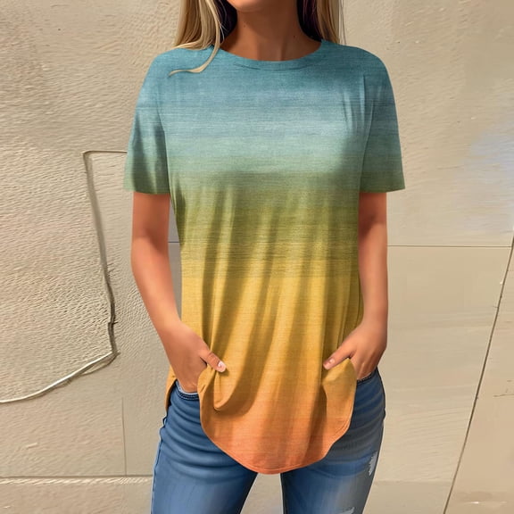 kytmyeq Tee Shirts For Women Fall Casual Short Sleeve Shirts Sweatshirt Top Pullover