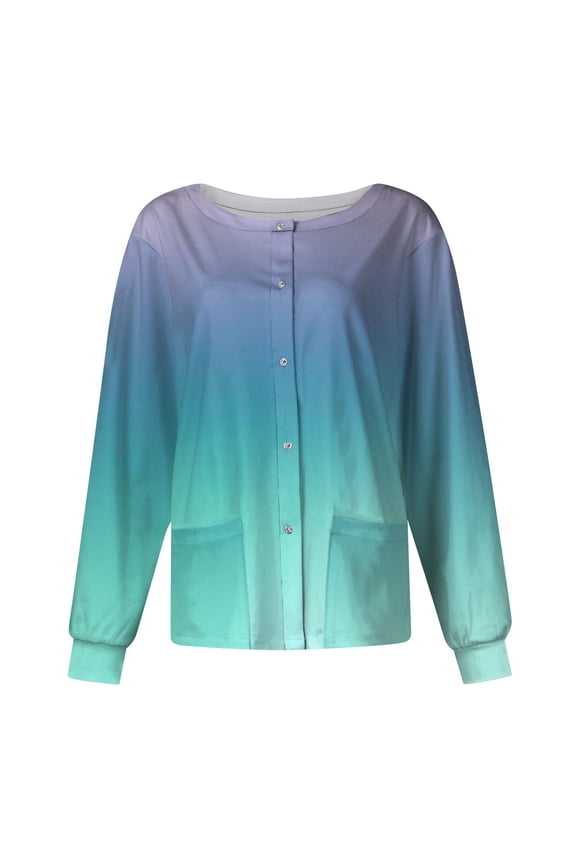 Women Long Sleeve Pattern Pocket Working Stand-up Collar Single-breasted Protective Overalls Cardigan Jacket Top