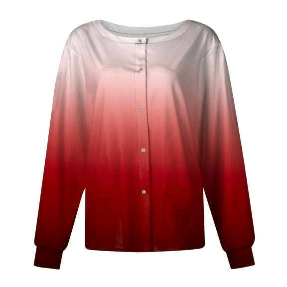 Topvent Women Long Sleeve Pattern Pocket Working Stand-up Collar Single-breasted Protective Overalls Cardigan Jacket Top