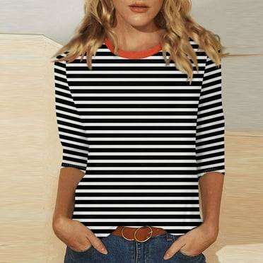 kytmyeq Women's Casual 3/4 Sleeve T-Shirts C Rew Neck Tops