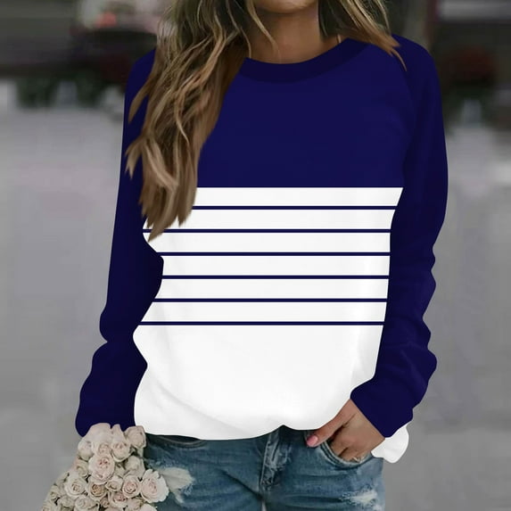 Topvent Women's Casual Fashion Floral Print Long Sleeve O-Neck Pullover Top Blouse