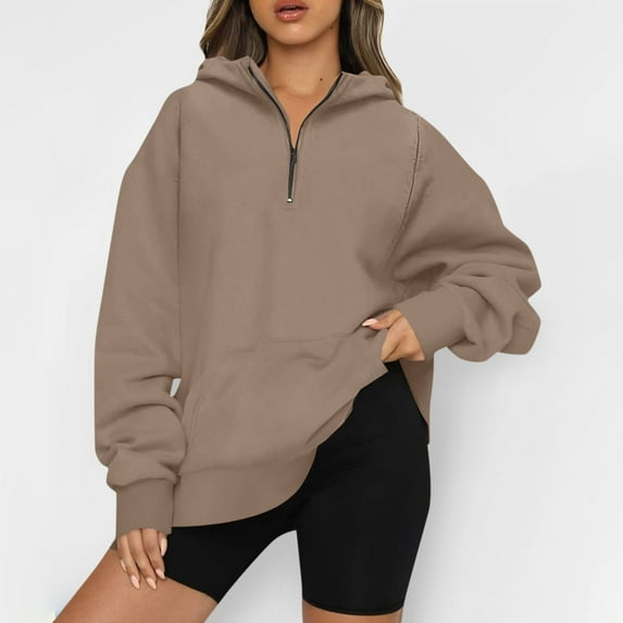 kytmyeq Women's Casual Fashion Solid Color Long Sleeve Pullover Hoodies Sweatshirts