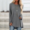 thumbnail image 1 of kytmyeq Women's Casual Round Neck Long Sleeve Color T-Shirt Top Blouse, 1 of 5