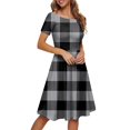 thumbnail image 1 of kytmyeq Women's Dress Short Sleeve Raglan Round Neck Large Neck Off Shoulder Print Dress, 1 of 6