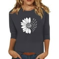 thumbnail image 1 of kytmyeq Women's Fashion Casual 3/4 Split Sleeve Small Printed Round Neck Top, 1 of 4